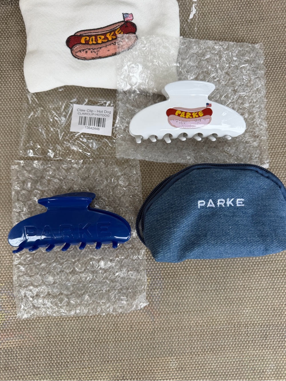 Bundle of 2 Parker Hot Dog and blue Hair Clips